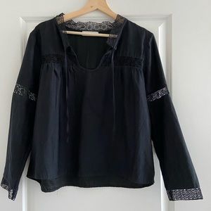 ANINE BING Silk top with embroidery